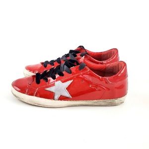 Red leather Golden Goose